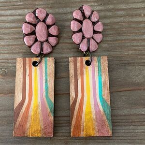 NEW Sookie Sookie Artist Made 70s Retro Disco Boho Earrings